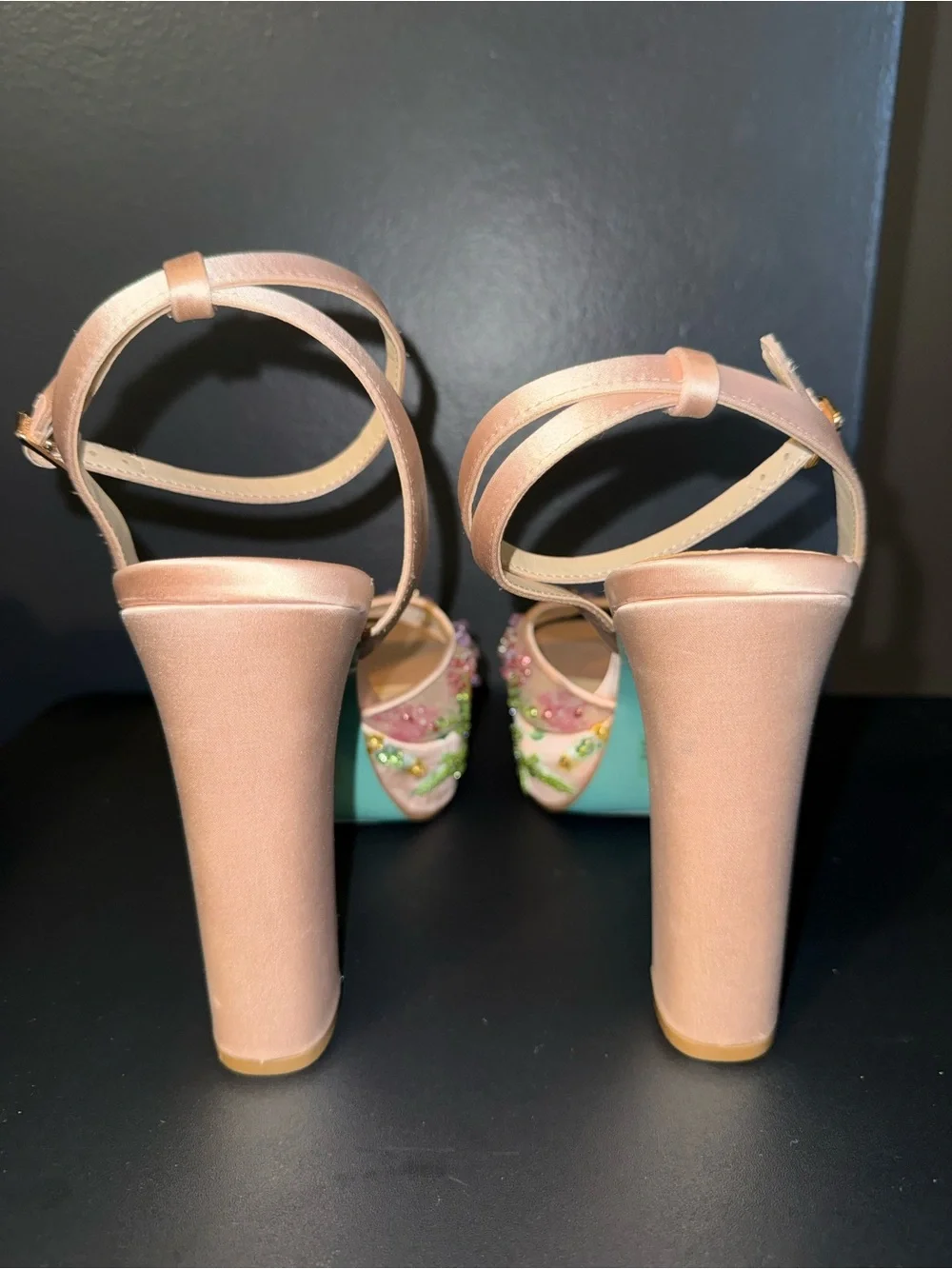 NWOT Betsey Johnson Viven Jeweled Platform Heels Floral Beaded Size 9.5